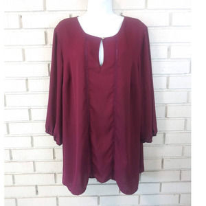 Daniel Rainn Burgundy Keyhole Blouse